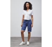 Enorsia Women's Essential Knee Length Shorts in Mid Blue | Size: 8
