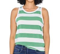 Enorsia Womens Essential Stripe Tank Top with Jersey Soft Breathable Fabric Binding Round Neck Loose Fit Summer Layering Casual Everyday Basic Tee (UK, Numeric, 16, Regular, Regular, Green)