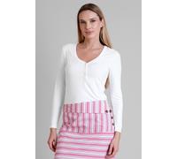 Enorsia Women's Essential Viscose Long Sleeve Henley T-shirt in White | Size: 16