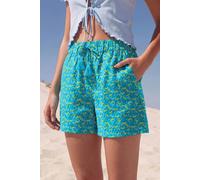 Enorsia Women's Floral Boyfriend Jersey Shorts in Blue | Size: 12
