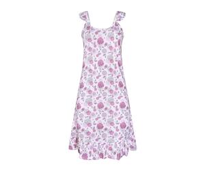 Enorsia Womens Floral Print Jersey Cami Nightdress - Soft Stretch Sleepwear with Frill Trim, Adjustable Straps & Tiered Hem for Relaxed Fit Womens Loungewear (White, 16)