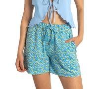 Enorsia Womens Floral Printed Shorts, Soft and Comfortable High Waist with Elastic Waistband, Adjustable Drawcord Perfect for Casual Wear (Blue,12)