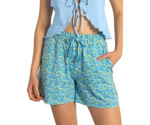 Enorsia Womens Floral Printed Shorts, Soft and Comfortable High Waist with Elastic Waistband, Adjustable Drawcord Perfect for Casual Wear (Blue,12)