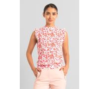 Enorsia Women's Floral Printed Smocked Hem Frill Top in Red | Size: 8