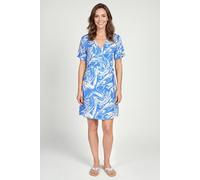 Enorsia Women's Fluid Printed Relax Fit Mini Dress in Blue | Size: 16