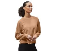 Enorsia Womens French Terry Lined Crew Neck Sweatshirt - Loose Fit Raw Edge Hem with Raglan Sleeves (Brown, 8)