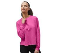 Enorsia Womens French Terry Lined Crew Neck Sweatshirt - Loose Fit Raw Edge Hem with Raglan Sleeves (Pink, 12)