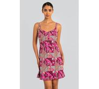 Enorsia Women's Frill Hem Smocked Back Printed Nightwear in Red | Size: 14 Enorsia Red 14