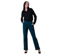 Enorsia Womens Front Seam Chino Trousers Flare Fit with Cotton Blend, Button Fastening Tailored Finish Office Trousers Elegant Welt Pocket Side Slit Ladies Smart Casual Workwear - Green, 10 UK Size