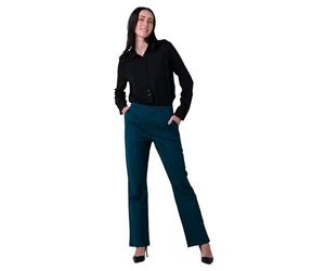 Enorsia Womens Front Seam Chino Trousers Flare Fit with Cotton Blend, Button Fastening Tailored Finish Office Trousers Elegant Welt Pocket Side Slit Ladies Smart Casual Workwear - Green, 16 UK Size
