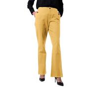 Enorsia Womens Front Seam Chino Trousers Flare Fit with Rich Cotton Fabric, Stylish Slant Side Pockets with Button Fastening (18, Yellow)
