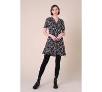 Enorsia Women's Garden Printed Soft Viscose Shirt Tops in Black | Size: 8