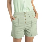 Enorsia Womens Golden Button Front High Waisted Shorts with Back Welt Pockets, Stylish Ankle-Length Design - Perfect for Showcasing Heels (Green,14)