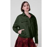 ENORSIA Womens Green Flap Pocket Button Detail Jacket - 10 - 98% Cotton, 2% Spandex - Green