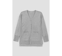 Enorsia Women's Grey Knitted V-Neck Longline Cardigan Sweater | Size: Small