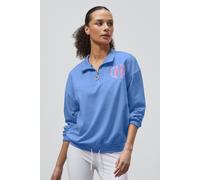 Enorsia Women's Half Zip High Neck Embroidery Sweatshirt in Blue | Size: 8 Enorsia Blue 8