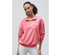 Enorsia Women's Half Zip High Neck Embroidery Sweatshirt in Pink | Size: 14 Enorsia Pink 14