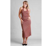 Enorsia Women's Halter Neck Jersey Midi Dress In Brown Brown