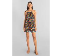 Enorsia Women's Halter Neck Shirred Playsuit | in Black | Size: 16