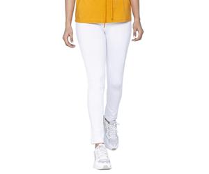 Enorsia Womens High Waist Leggings - Full Length Solid Colour Comfort Stretch Jersey Fabric Smooth Continuous Seams Skinny Fitted Design (UK, Numeric, 14, Slim, Regular, White)
