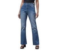 Enorsia Womens High Waist Raw Hem Flared Jeans with Comfort Stretch Fabric, 5 Pockets, Back Pocket Embroidery, Branded Button and Zip Fly Fastening (UK, Numeric, 8, Regular, Regular, Light Blue)