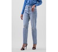 Enorsia Women's High Waisted Ripped Straight Fit Jeans in Light Blue | Size: 8 Enorsia Light Blue 8