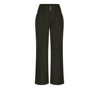 Enorsia Women's High-Waisted Straight Leg Trousers, Relaxed Fit, Pleated Detail Horn-Button & Zip Fly Closure Comfortable Wide Leg Pants Available in Two Colors (14, Green)