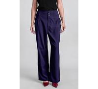 Enorsia Women's High-Waisted Stright Leg Trousers in Dark Navy | Size: 18