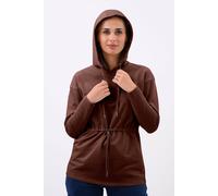 Enorsia Women's Hooded Tie Waist Sweatshirt in Brown | Size: 16