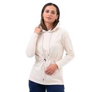 Enorsia Womens Hooded Tie Waist Sweatshirt, Long Sleeve Drop Shoulder Design, Adjustable Drawstring Hood, Soft Touch Terry Fabric (UK, Numeric, 14, Regular, Regular, White)