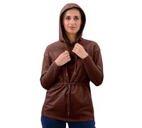 Enorsia Womens Hooded Tie Waist Sweatshirt, Long Sleeve Drop Shoulder Design, Adjustable Drawstring Hood, Soft Touch Terry Fabric (UK, Numeric, 18, Regular, Regular, Brown)