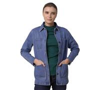 Enorsia Womens Indigo Blue Casual Denim Jacket With Long Sleeves, Four Pockets, Button Fastenings And Soft Touch Cotton Rich Fabric (Blue, 16)