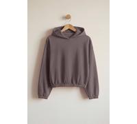 Enorsia Women's Jersey Hoodie With Elastic Waistband in Brown | Size: 12