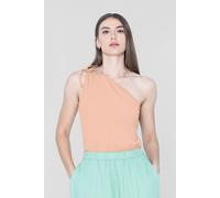 Enorsia Women's Knotted One Shoulder Rib Vest in Cream | Size: 16 Enorsia Cream 16