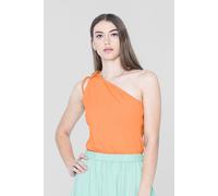 Enorsia Women's Knotted One Shoulder Rib Vest in Orange | Size: 18 Enorsia Orange 18
