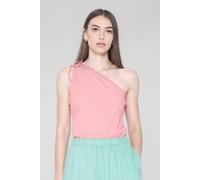 Enorsia Women's Knotted One Shoulder Rib Vest in Pink | Size: 12 Enorsia Pink 12