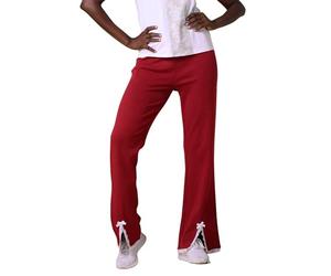 Enorsia Women's Lace Insert Hem Christmas Trousers Elastic Waist Side Zip Pocket Wide Leg High Waisted Casual Trousers for Women Soft Cotton Blend Festive Holiday Pants
