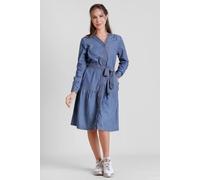 Enorsia Women's Light Blue Denim Tiered Midi Dress | Size: 8
