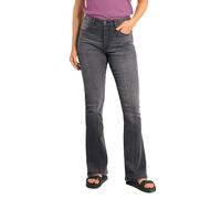 Enorsia Womens Light Grey Stretch Flare Jeans Black Wash Fade Tailored Front Stitching 4 Pocket Design Stretchy Denim High Waist Flared Leg Ladies Casual Fashion Jeans Comfortable Fit - 14 UK Size