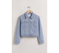 Enorsia Women's Light Wash Cropped Denim Jacket In Light Blue Light Blue