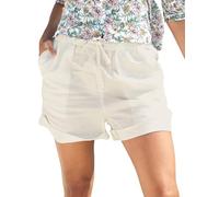 Enorsia Womens Linen Blend Shorts Lightweight Summer Casual Shorts with Elastic Waistband & Drawstring, Side & Back Pockets BeachTravel & Holiday Wear (UK, Numeric, 12, M, Regular, Regular, White)
