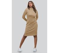 Enorsia Women's Long Sleeve Crepe Jersey Mini Dress in Beige | Size: 14