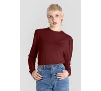 Enorsia Women's Long Sleeve Crew Neck Jersey Top With Puff Sleeve in Maroon | Size: 10