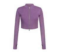 Enorsia Womens Long Sleeve Crop Zip Top, Slim Fit with High Neck Ribbed Jersey Jacket for Athleisure Wear - Soft and Comfortable Fabric (Pink,12)