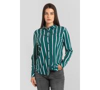 Enorsia Women's Long Sleeve Striped Smart Shirt in Green | Size: 8