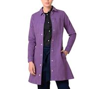 Enorsia Womens Longline Denim Jacket Slim Fit Collared Snap Button Fastening Twin Button Cuffs Side Pockets Mid Length Bodycon Style for Jeans Dresses Skirts or Trousers (16, Purple)