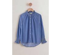 Enorsia Women's Loose Fit Tencel Blue Denim Shirt In Mid Blue Mid Blue