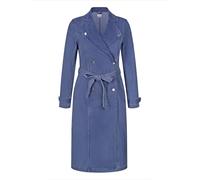 Enorsia Womens Mid Blue Denim Belted Trench Coat - Double-Breasted Design on font with Detachable Tie Waist, Modern Edge for Casual & Formal Looks (Mid Blue,14)