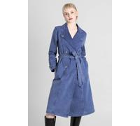 Enorsia Women's Mid Blue Denim Belted Trench Coat | Size: 14 Enorsia Blue 14