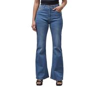 Enorsia Womens Mid-Waist Slim Fit Flare Jeans with Comfort Stretch-Denim Fabric, 5-Pocket Design, Branded Button and Zip Fly Fastening (Mid Blue,14)